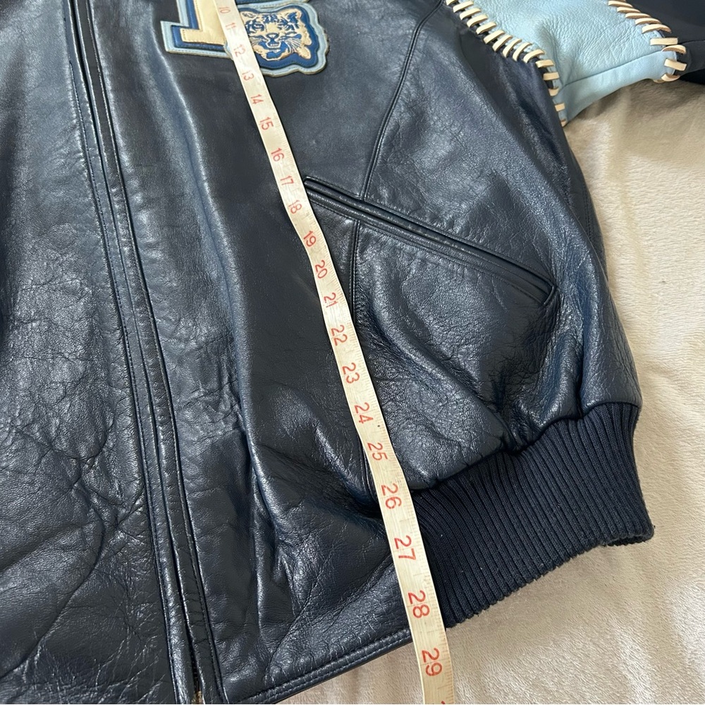 Vintage Pelle Pelle Leather Bomber Jacket with Light Blue Sleeve Panels 90’s - Picture 9 of 9
